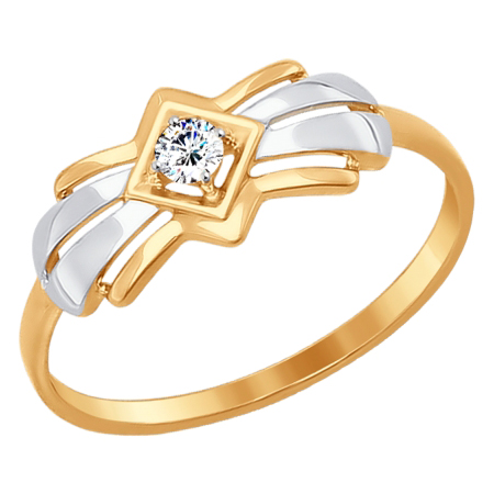 Кольцо, золото, фианит, 017250